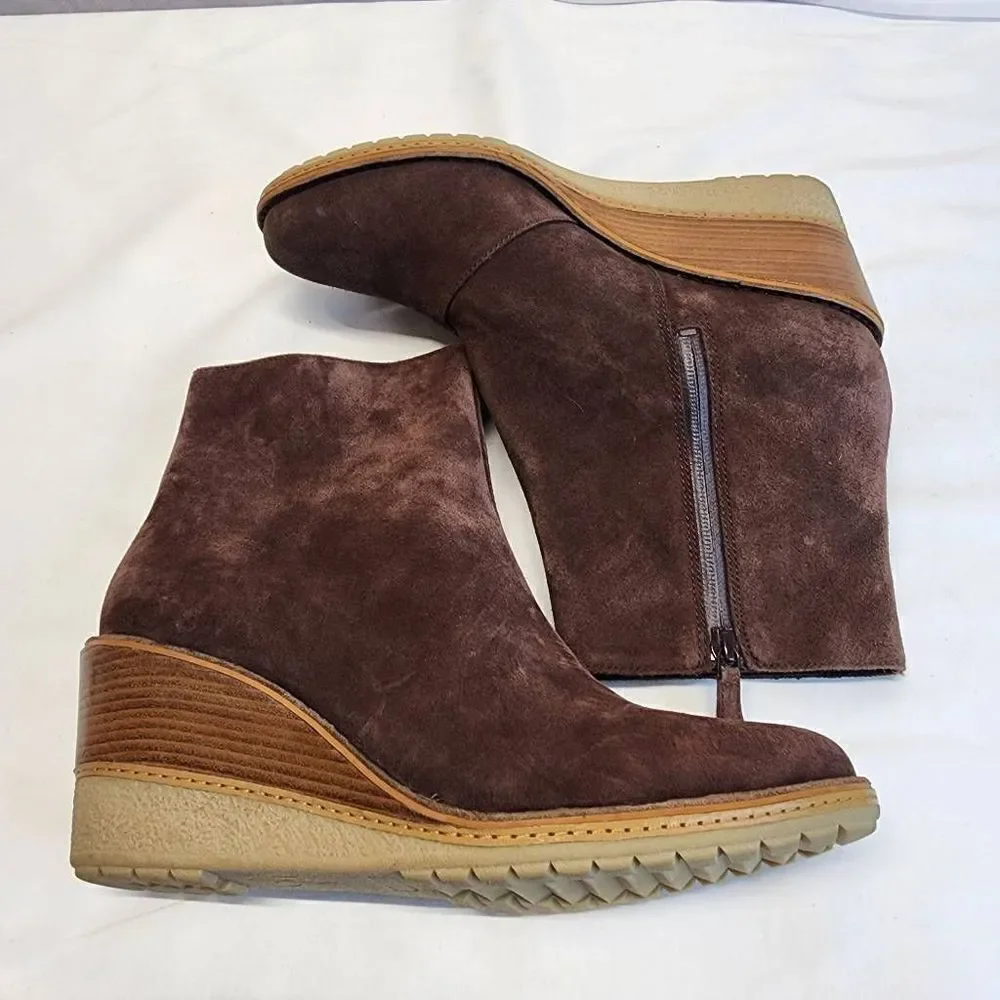 Cole Haan Brown Suede Wedge Ankle Boots